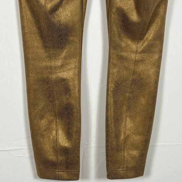 White House Black Market Legging Foil Snake High Waisted Gold Size 2 - Picture 9 of 11